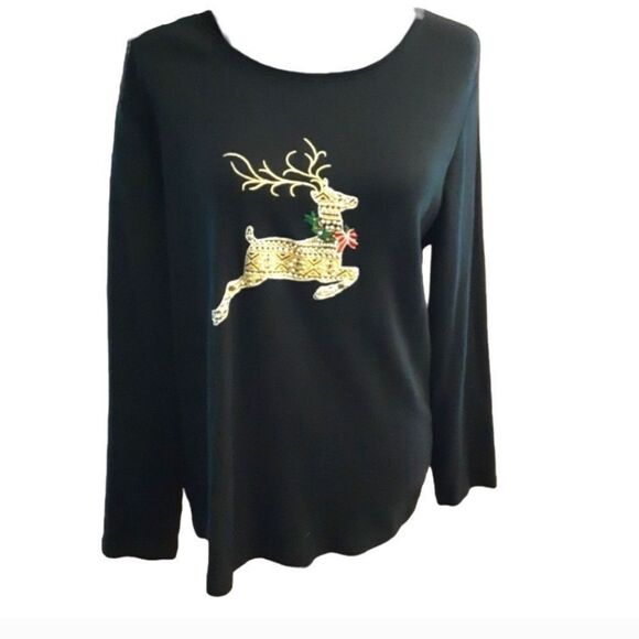 Karen Scott Sweaters - Karen Scott‎ Sweater Christmas Elegance Lightweight Size OX